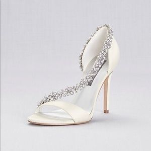 White by Vera Wang wedding heels with crystal strap. Excellent condition.
